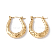 Ion Plating(IP) 304 Stainless Steel Twist Teardrop Hoop Earrings for Women, Golden, 22.5x18.5x4mm, Pin: 0.7mm(EJEW-G314-05G)