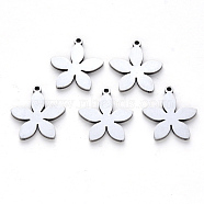 304 Stainless Steel Pendants, Laser Cut, Flower, Stainless Steel Color, 16x14x1mm, Hole: 1.2mm(X-STAS-N092-78)