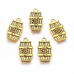 Tibetan Style Alloy Pendants, Lead Free, Cadmium Free and Nickel Free, Drum, Antique Golden Color, 26x15x4mm, Hole: 1.5mm(TIBEB-A11923-AG-FF)