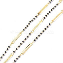 Glass & Brass Handmade Beaded Chains, Long-Lasting Plated, Soldered, with Spool, Golden, 2~15x1.5~2.5x1~1.5mm, about 10.93 yards(10m)/roll(CHC-D029-36G)