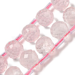 Natural Rose Quartz Beads Strands, Faceted, Top Drilled, Teardrop, 10x8mm, Hole: 1mm, about 38pcs/strand, 15.55~16.142''(39.5~41cm)(G-H297-B08-02)