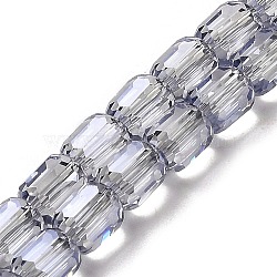 Electroplate Glass Beads Strands, Faceted, Column, Gray, 6x6.5mm, Hole: 1mm, about 72pcs/strand, 20.87''(53cm)(EGLA-D030-19M)