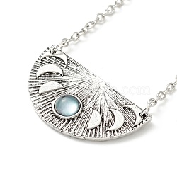 Alloy Moon Phase Pendant Necklace with Resin Beaded, Gothic Jewelry for Men Women, Antique Silver & Platinum, 18.31 inch(46.5cm)(NJEW-G056-08AS)