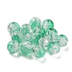 Transparent Spray Painting Crackle Glass Beads, Round, Medium Spring Green, 8mm, Hole: 1.6mm, 300pcs/bag(GLAA-L046-01B-24)