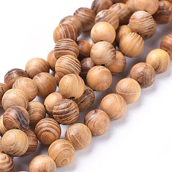 Natural Wood Beads Strands, Round, Burlywood, 6mm, Hole: 1mm, about 64pcs/strand, 15.7 inch(40cm)(X-WOOD-F008-05-B)