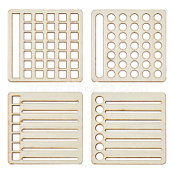 4Pcs 4 Style Wood Mini Calendar Square, Circle & Line Stencils for Journaling, Planning, Antique White, 100x100x1.6~2mm, 1pc/style(DIY-WH0504-134)