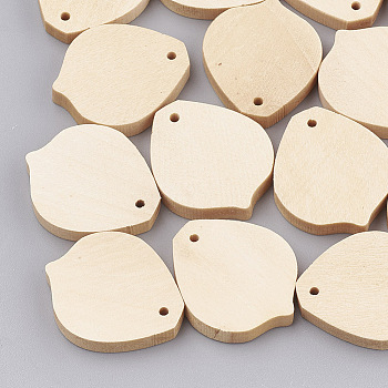 Wood Pendants, teardrop, Wheat, 27x23x4.5mm, Hole: 1.6mm