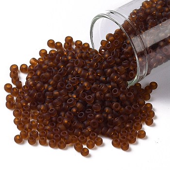 TOHO Round Seed Beads, Japanese Seed Beads, (941F) Smoke Topaz Transparent Matte, 8/0, 3mm, Hole: 1mm, about 222pcs/10g