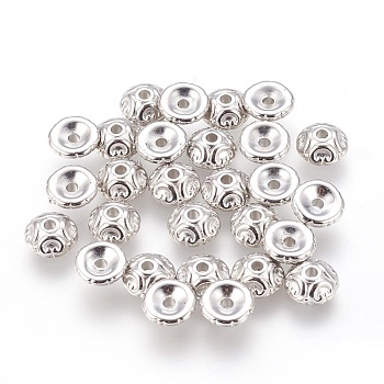 CCB Plastic Bead Caps, Platinum, 7x3mm, Hole: 1.5mm