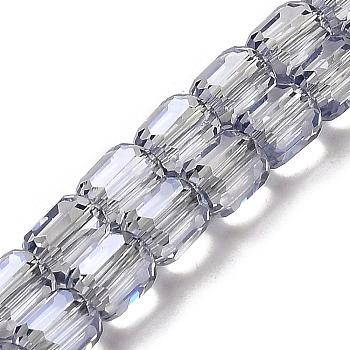 Electroplate Glass Beads Strands, Faceted, Column, Gray, 6x6.5mm, Hole: 1mm, about 72pcs/strand, 20.87''(53cm)