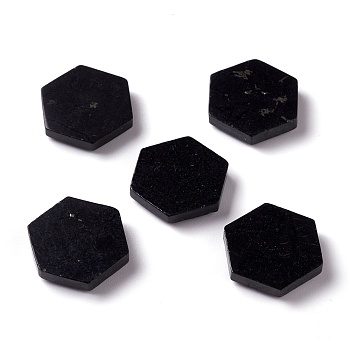 Natural Shungite Cabochons, Hexagon, 20~21x18~18.5x3.8~4.2mm