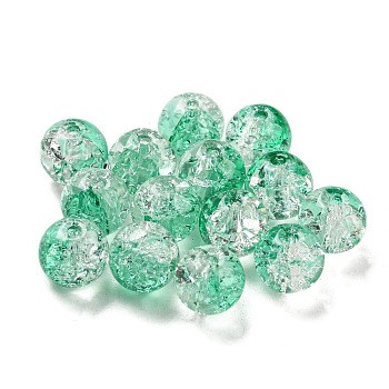 Transparent Spray Painting Crackle Glass Beads, Round, Medium Spring Green, 8mm, Hole: 1.6mm, 300pcs/bag