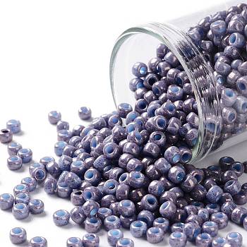 TOHO Round Seed Beads, Japanese Seed Beads, (1204) Opaque Light Blue Amethyst Marbled, 8/0, 3mm, Hole: 1mm, about 222pcs/bottle, 10g/bottle