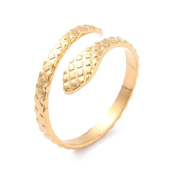 Ion Plating(IP) 304 Stainless Steel Snake Wrap Open Cuff Ring for Women, Golden, Inner Diameter: 17.3mm