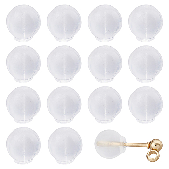 120Pcs Plastic Full-covered Ear Nuts, Round, Clear, 6x6x6.5mm, Hole: 0.8mm