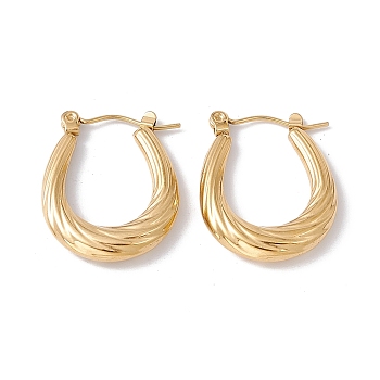 Ion Plating(IP) 304 Stainless Steel Twist Teardrop Hoop Earrings for Women, Golden, 22.5x18.5x4mm, Pin: 0.7mm