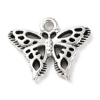 Tibetan Style Alloy Pendants, Butterfly Charm, Antique Silver, 15x18x2mm, Hole: 1.6mm, about 454pcs/500g