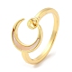 Moon Brass with Shell Open Cuff Ring Component(KK-E055-03G-04)-1