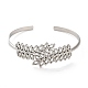 Hollow Out 304 Stainless Steel Leaf Cuff Bangles(BJEW-G694-07P)-2
