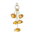 Natural Amber Chip Dangling Pendants, Tassel Charms with 304 Stainless Steel Findings, Golden, Goldenrod, 20.5~41x6~10x6~8mm, Jump Ring: 5x0.9mm, Inner Diameter: 3.5mm(PALLOY-JF05183)