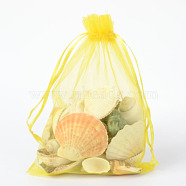 Organza Gift Bags with Drawstring, Jewelry Pouches, Wedding Party Christmas Favor Gift Bags, Yellow, 20x15cm(OP-R016-15x20cm-16)
