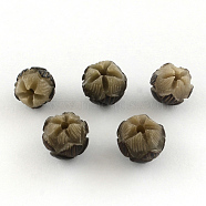 Buddhism Jewelry Findings, Undyed & Natural Bodhi Beads, Flower, Black, 10~13.5x10~13mm, Hole: 2mm(X-WOOD-Q020-40)
