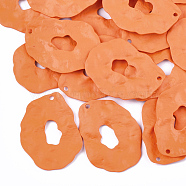 Spray Painted Iron Pendants, Dark Orange, 44x34x2mm, Hole: 1mm(X-IFIN-S704-15C)