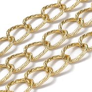 Oxidation Aluminum Textured Curb Chains, Twisted Chains, Unwelded, with Spool, Light Gold, 20x13.5x2.8mm, about 65.62 Feet(20m)/Roll(CHA-H001-03KCG)
