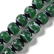 Handmade Lampwork Beads Strands, Round, Sea Green, 12mm, Hole: 1.8mm, about 42~45pcs/strand, 18.50''~20.87''(47~53cm)(LAMP-P062-02H)