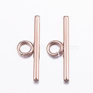 Ion Plating(IP) 304 Stainless Steel Bar, Rose Gold, 20x7x2mm, Hole: 3mm.(STAS-E127-03RG)