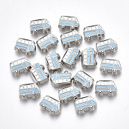 Alloy Enamel Cabochons, Fit Floating Locket Charms, Bus, Light Sky Blue, Platinum, 6x8.5x2mm(PALLOY-T054-100)