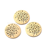 Ion Plating(IP) 316 Surgical Stainless Steel Pendants, Flat Round with Hollow Pattern, Golden, 15x1mm, Hole: 1mm(STAS-D450-15G)
