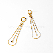 Stainless Steel Dangle Stud Earrings for Women, Hollow Teardrop, Golden, 75x22mm(PR2082)