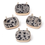 Natural Dalmatian Jasper Pendants, with Edge Golden Plated and Iron Loops, Oval, 16.5~18x18x6mm, Hole: 1.8mm(G-S359-091A)