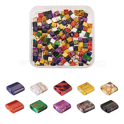 200Pcs 10 Colors Electroplate Glass Seed Beads, 2-Hole, Rectangle, Mixed Color, 5x4.5~5.5x2~2.5mm, Hole: 0.5~0.8mm, 20pcs/color(SEED-CD0001-03B)