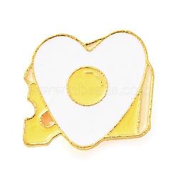 Food Theme Enamel Pin, Golden Alloy Brooch for Backpack Clothes, Heart Fried Egg, Yellow, 20x22x1.5mm(JEWB-H011-03G-06)