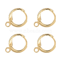 Brass Huggie Hoop Earring Findings, with Horizontal Loops, Long-Lasting Plated, Lead Free & Nickel Free, Real 18K Gold Plated, 14.7x11.7x2mm, Hole: 1.8mm(KK-L179-04G)