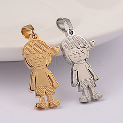 Boy 304 Stainless Steel Pendants, Mixed Color, 27x14x2mm, Hole: 6x4mm(STAS-M245-28)