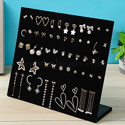 Velvet Earring Display Stands, Jewelry Display Rack, L-Shaped, Rectangle, Black, 33x10x29cm(CON-PW0001-158B-02)