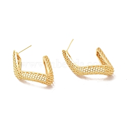 Rack Plating Brass Hollow Out Twist Stud Earrings for Women, Lead Free & Cadmium Free, Real 18K Gold Plated, 41.5x29mm, Pin: 0.8mm(EJEW-F308-05G)