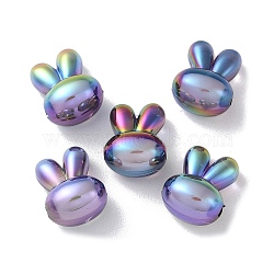 UV Plating Rainbow Iridescent Acrylic Beads,  Rabbit, Colorful, 15.5x12.5x10mm, Hole: 2mm(OACR-H112-21)