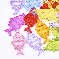 Transparent Acrylic Pendants, Fish, Mixed Color, 45x23x5mm, Hole: 2mm(X-TACR-S133-021)
