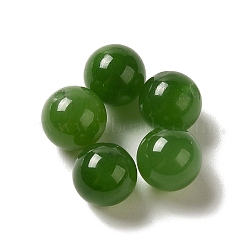 Natural Hetian Jade Beads, Half Drilled, Round Beads, 6mm, Hole: 1mm(G-NH0001-08A)