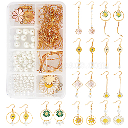 SUNNYCLUE DIY Flower Earring Kits, Including Alloy Enamel Pendants, Brass Earring Hooks, Glass Pearl Beads, Golden & Light Gold(DIY-SC0014-44)