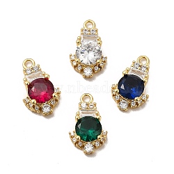 Rack Plating Brass Micro Pave Cubic Zirconia Charms, Long-Lasting Plated, Cadmium Free & Lead Free, Real 18K Gold Plated, Mixed Color, 14.5x8.5x4mm, Hole: 1.4mm(KK-C013-03G)