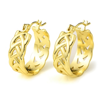 304 Stainless Steel Sailor's Knot Hoop Earrings for Women, Golden, 22x19x7mm, Pin: 0.7mm