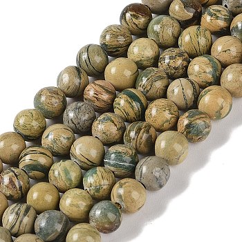 Natural Verdite Stone Beads Strands, Round, 6mm, Hole: 1mm, about 61~67pcs/strand, 15.16''(38.5cm)
