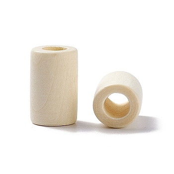 Column Wood European Beads, Large Hole Beads, Lead Free, Bleach, Blanched Almond, 18x11.5mm, Hole: 6mm