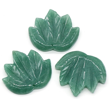Natural Green Aventurine Autumn Maple Leaf Pendants, Leaf Charms, 43x47~53x7mm, Hole: 2mm