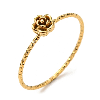 304 Stainless Steel Rose Flower Finger Ring, Golden, US Size 8 1/4(18.3mm)